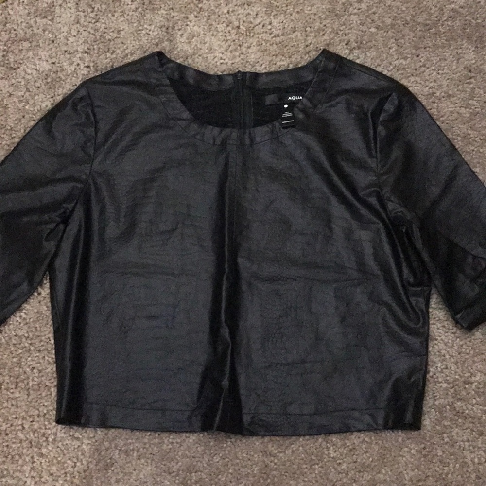 Black Leather Crop Top